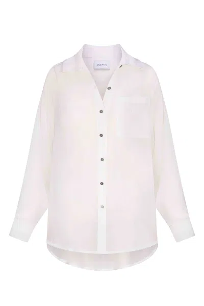 Anemos Oversized Button-down Pool Shirt Dress In Woven Cotton Gauze