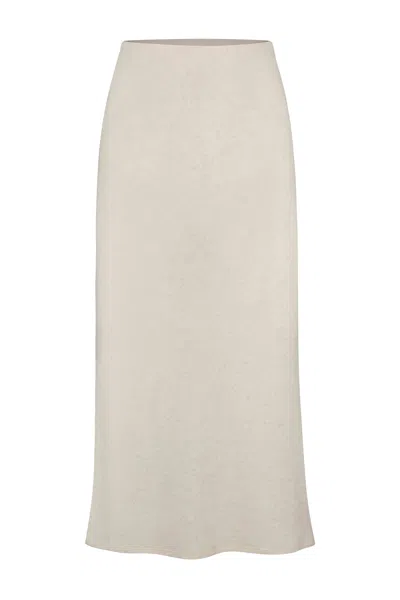 Anemos Rey Midi Skirt In Natural Tencel Linen Knit