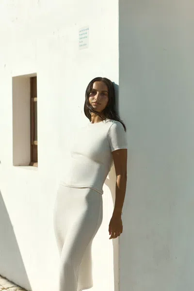 Anemos Rey Midi Skirt In Natural Tencel Linen Knit