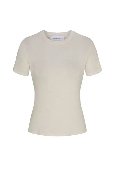Anemos Short Sleeve T-shirt In Natural Tencel Linen Knit