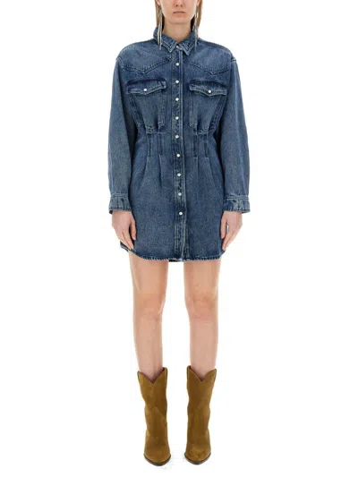 Isabel Marant Liliko Denim Shirt Minidress In Blue