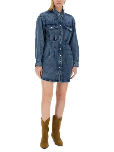 Isabel Marant Liliko Denim Shirt Minidress In Blue