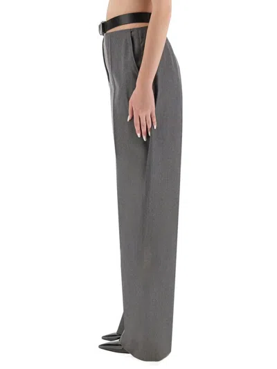 Stella Mccartney Flannel Pants With Belt In Gray