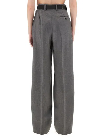 Stella Mccartney Flannel Pants With Belt In Gray