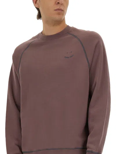 Ps By Paul Smith Ps Paul Smith Relaxed-fit Sweatshirt With Subtle Embroidery And Textured Finish In Brown