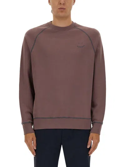 Ps By Paul Smith Ps Paul Smith Relaxed-fit Sweatshirt With Subtle Embroidery And Textured Finish In Brown