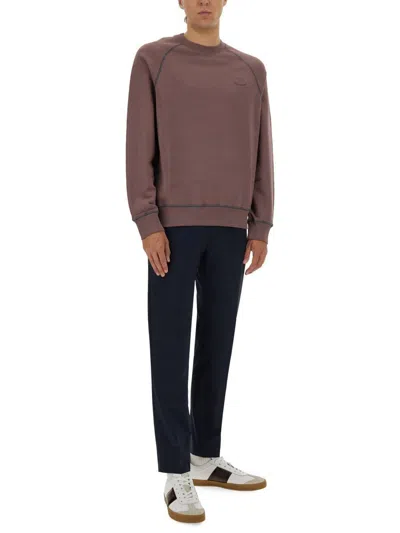 Ps By Paul Smith Ps Paul Smith Relaxed-fit Sweatshirt With Subtle Embroidery And Textured Finish In Brown