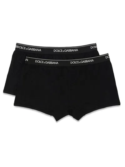 Dolce & Gabbana Confezione Da 2 Pezzi Boxer Regular-fit In Black