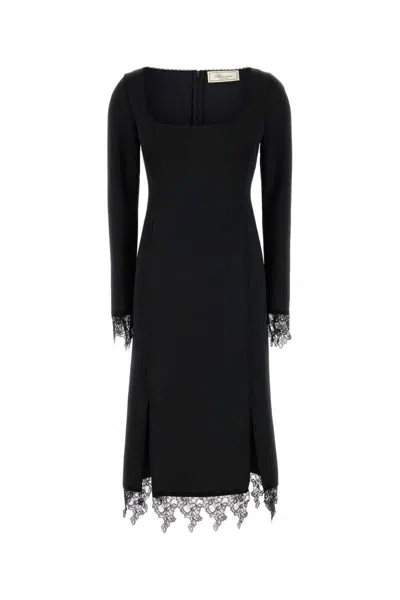 Blumarine Stretch Jersey Dress Square Neckline In Black