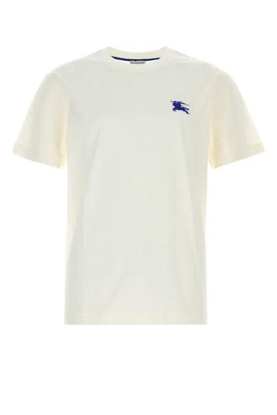 Burberry Mens Salt Ekd-embroidered Short-sleeve Cotton-jersey T-shirt In Neutral