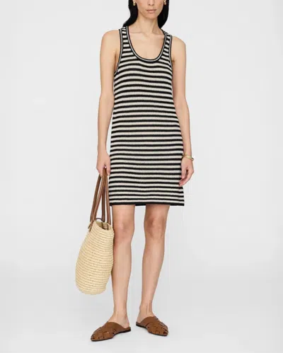 Anine Bing Arie Dress Black Ivory Stripe In Black