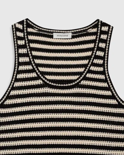 Anine Bing Arie Dress Black Ivory Stripe In Black