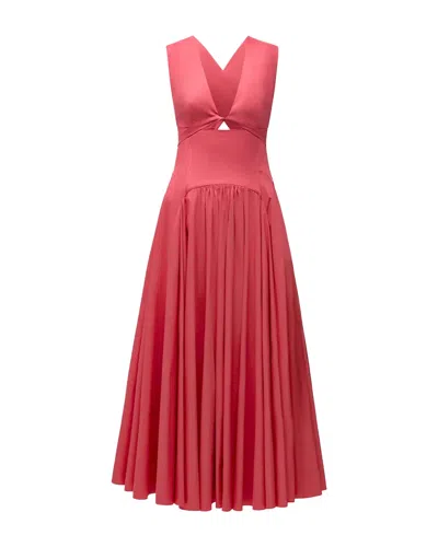 Another Tomorrow Cutout Circle Dress In Red