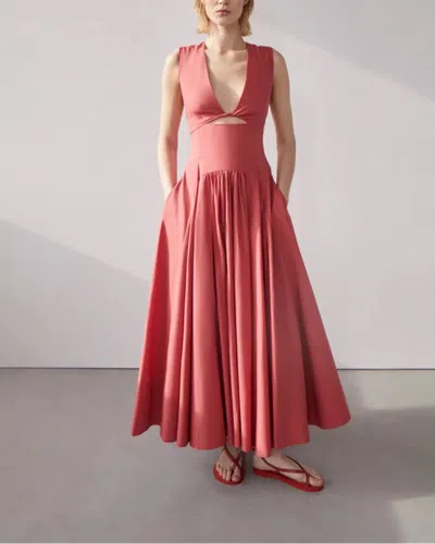 Another Tomorrow Cutout Circle Dress In Red
