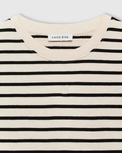 Anine Bing Womens Blk Stripe French Terry Myers Cropped Cotton-blend T-shirt In Neutral