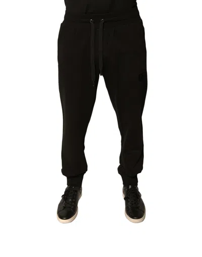Dolce & Gabbana Black Cotton Stretch Jogger Sweatmen's Men's Pants In Black
