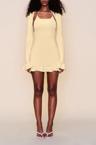 Danielle Guizio Ny Crochet Halter Mini Dress