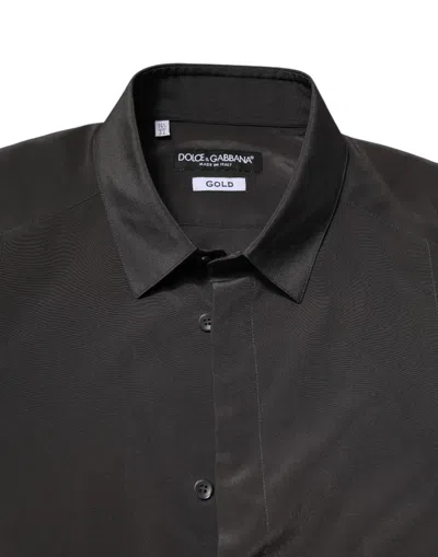 Pre-owned Dolce & Gabbana Dark Gray Silk Gold Dress Formal Men's Shirt ()