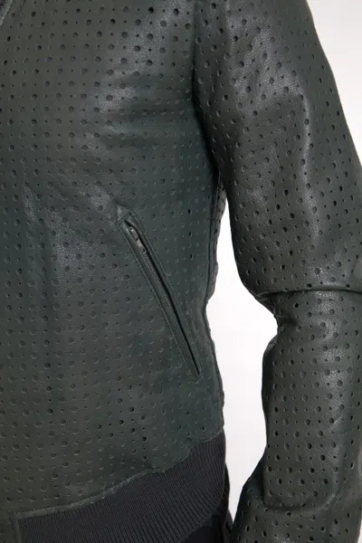 Dolce & Gabbana Green Perforated Leather Bomber Jacket In Green