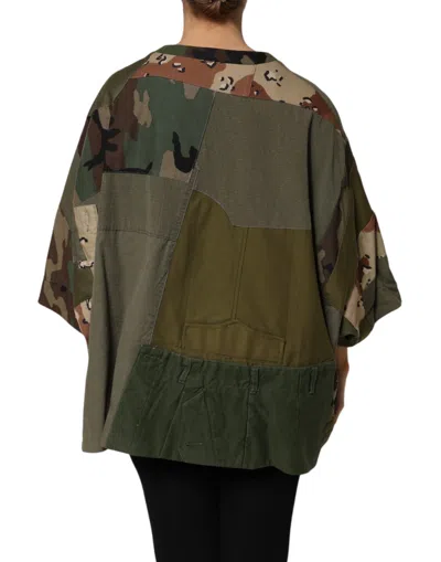 Pre-owned Dolce & Gabbana Multicolor Camouflage Oversized Top Women's T-shirt ()