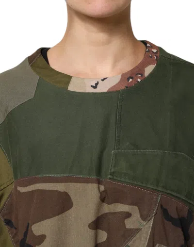 Pre-owned Dolce & Gabbana Multicolor Camouflage Oversized Top Women's T-shirt ()