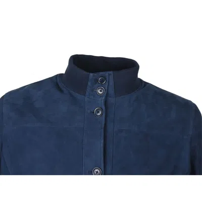 Emilio Romanelli Blue Calfskin Men Bomber Jacket In Blue