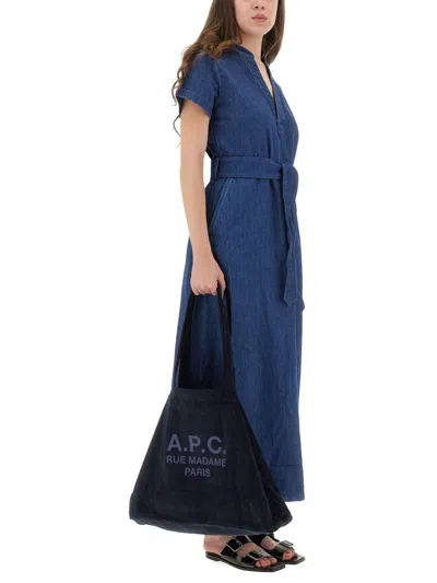 Apc A.p.c. Blue Organic Cotton Dresses In Blue