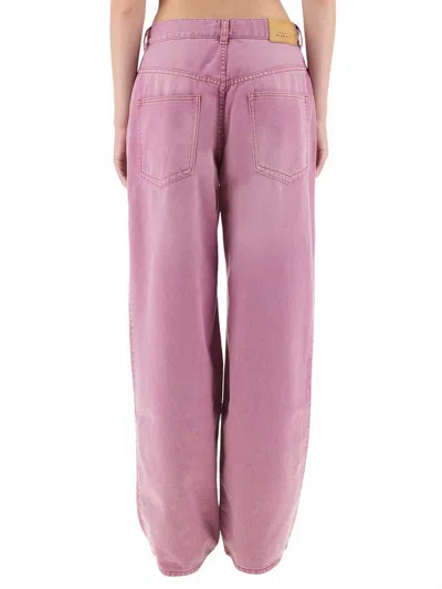 Isabel Marant Wide-leg Trousers With Belt Loops And Contrast Stitching In Pink