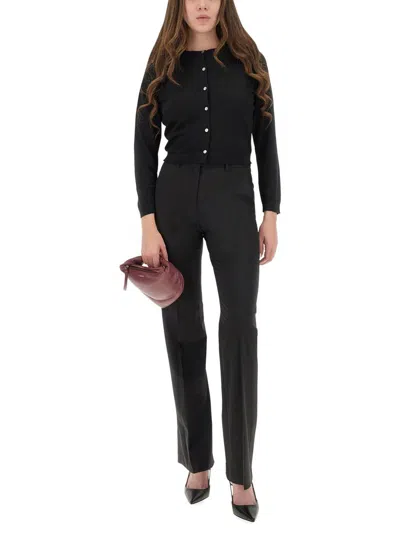 Theory Cropped Fitted Cardigan With Central Button Closure In Black