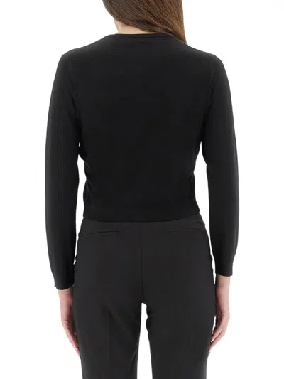 Theory Cropped Fitted Cardigan With Central Button Closure In Black