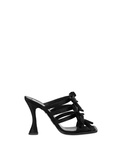 Moschino Bow Detail Curved Heel Mules In Multi
