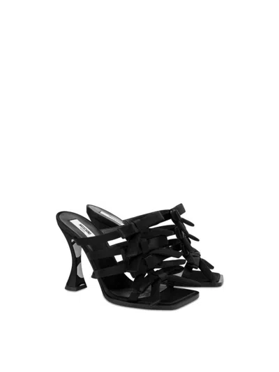 Moschino Bow Detail Curved Heel Mules In Multi