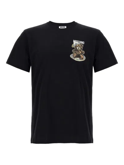 Moschino Black Cotton T-shirt With Bear Print In Black