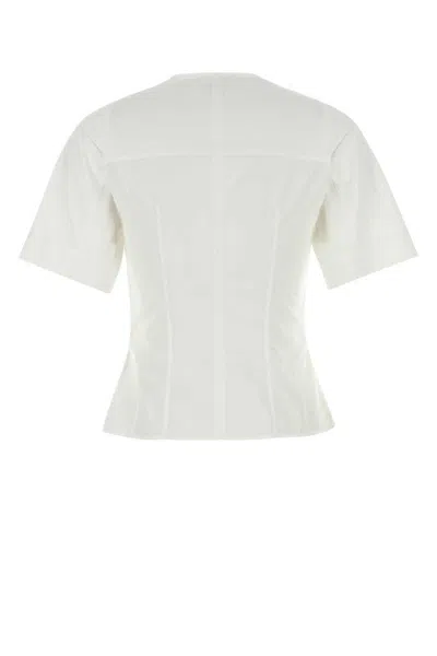 Alexander Mcqueen Poplin Shirt With Short Sleeves And Seam Detailing In Yellow