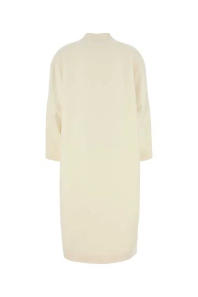 Mm6 Maison Margiela Wool Blend Coat With Dropped Shoulders In White