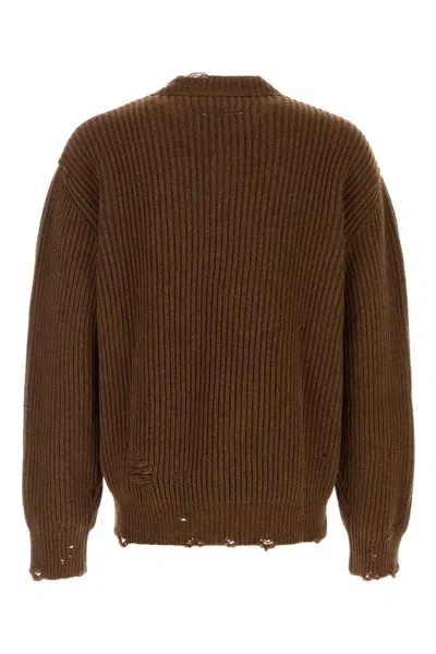 Mm6 Maison Margiela Mm6 V-neck Sweater Brown Melange