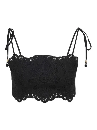 Zimmermann Rhiannon Embroidered Top In Black