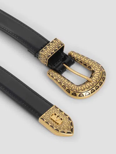 Valentino Garavani Black Vlogo Signature Brushed Calfskin Belt