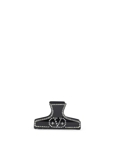 Valentino Garavani Hair Accessories Rhinestone Embellishments In Black