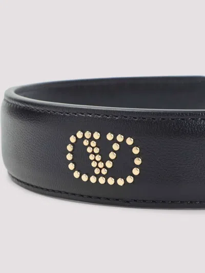 Valentino Garavani Leather Hair Band Mini-studs In Black