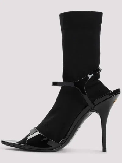 Balenciaga Avenue Sock Black Sandal In Patent Leather And Mesh