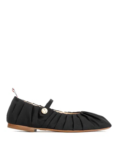 Thom Browne Pleated Ballet Flats In Black
