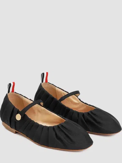 Thom Browne Pleated Ballet Flats In Black