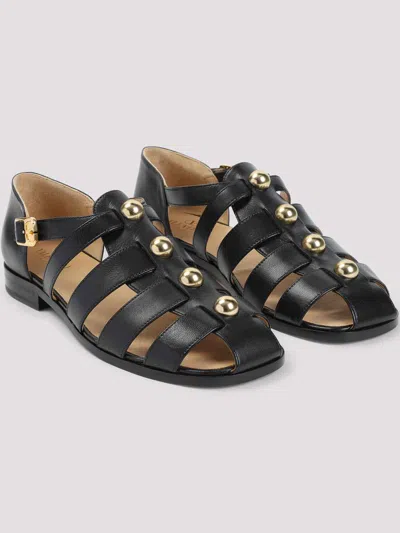 Valentino Leather Sandals In Black
