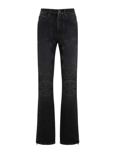 Jean Paul Gaultier Jeans With Padded Inlays And Lace Up In Black