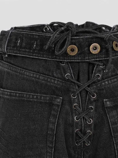 Jean Paul Gaultier Jeans With Padded Inlays And Lace Up In Black