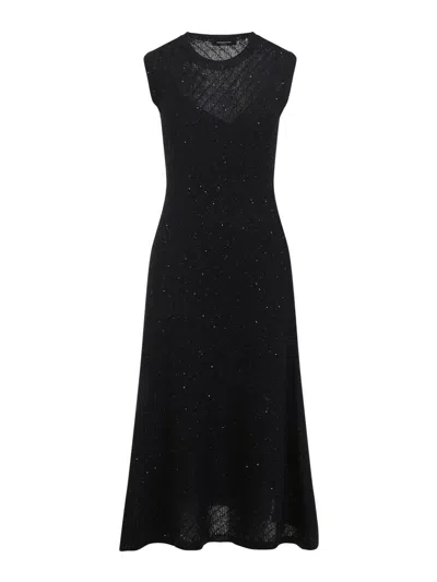 Fabiana Filippi Sleeveless A-line Evening Dress With Subtle Sparkle In Black