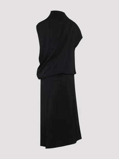 Fabiana Filippi Asymmetric Midi Dress Button Embellishments In Black