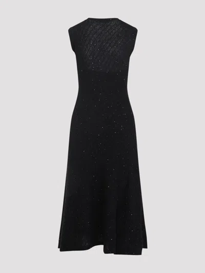 Fabiana Filippi Sleeveless A-line Evening Dress With Subtle Sparkle In Black