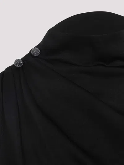 Fabiana Filippi Asymmetric Midi Dress Button Embellishments In Black